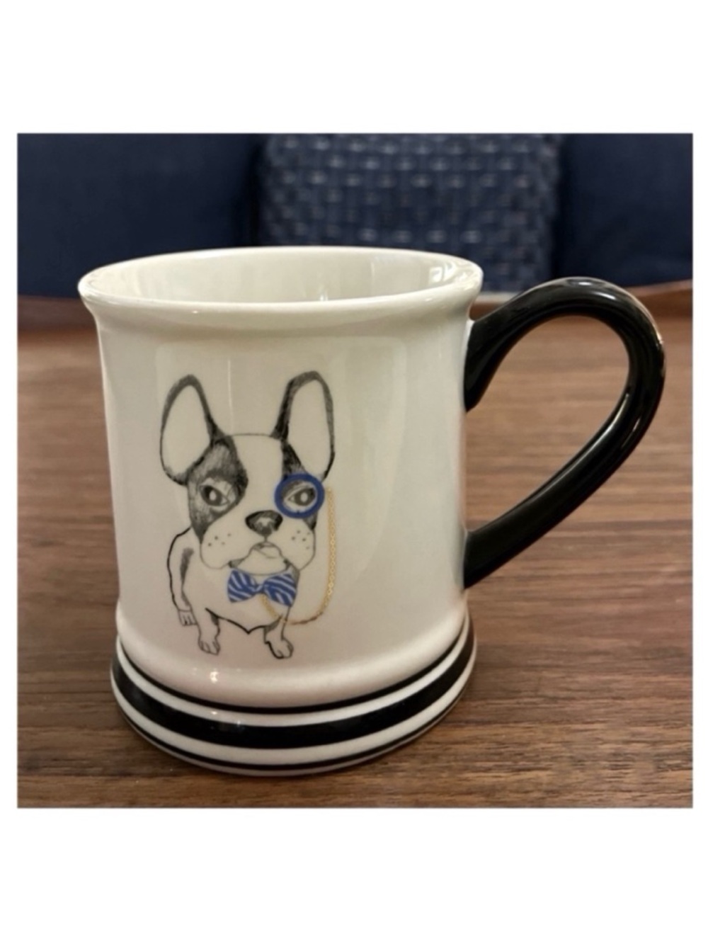 Clay Art Ceramic Coffee Mug with French Bulldog & Monocle Design